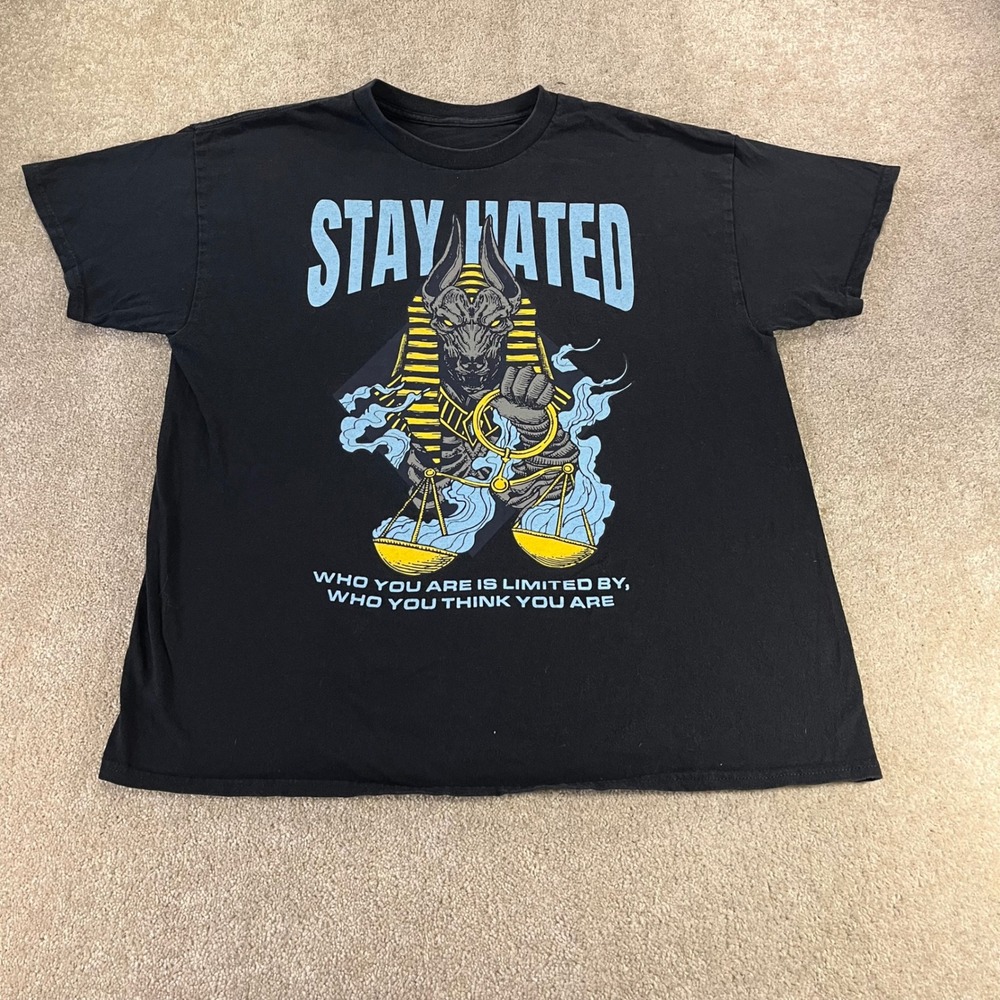 Unbranded Stay Hated Anubis Graphic Shirt Mens XL Black Short Sleeve Streetwear
